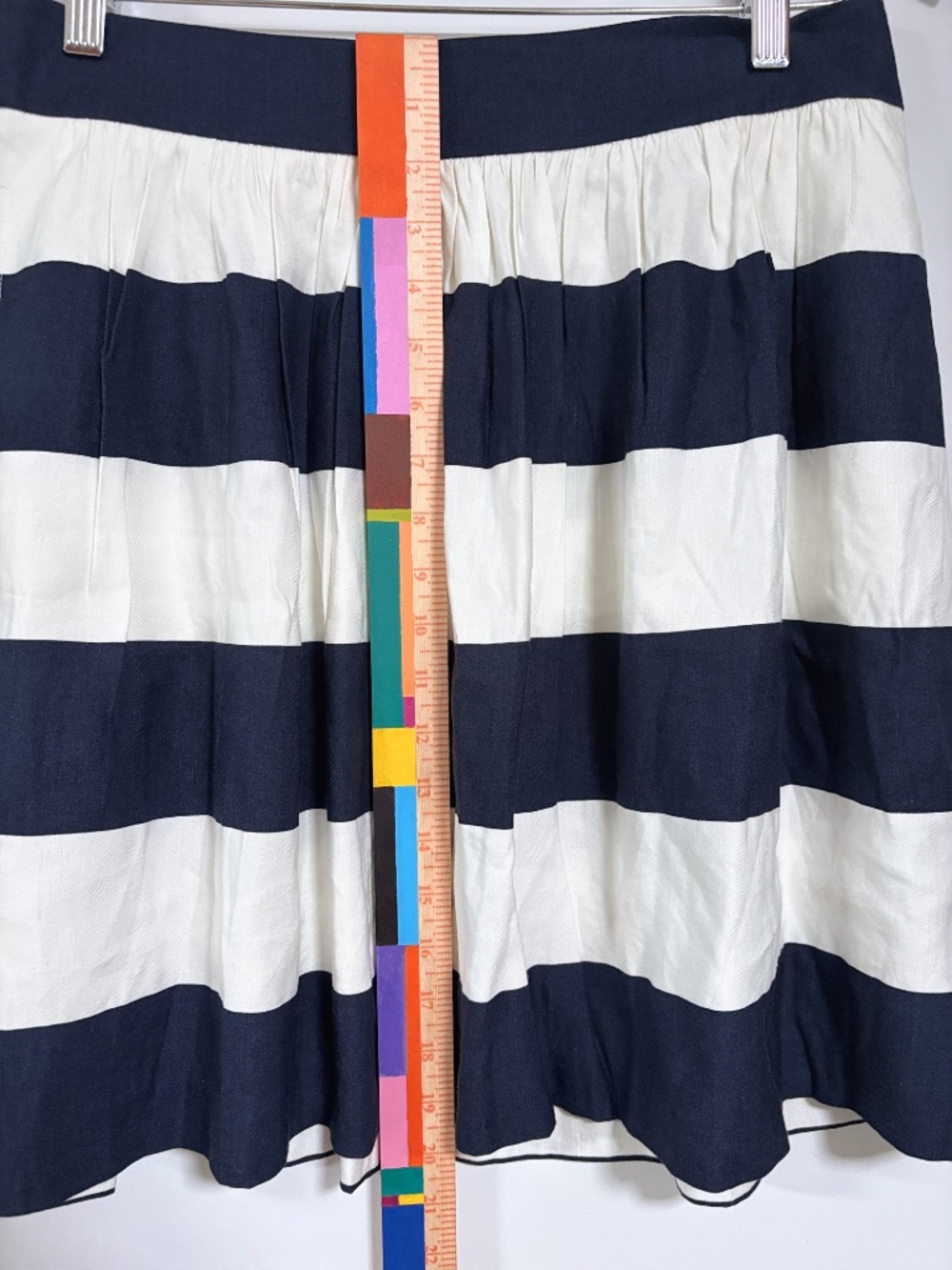 Banana Republic Women’s 8 Navy White Striped Linen Skirt Nautical Quiet Luxury - Picture 10 of 11